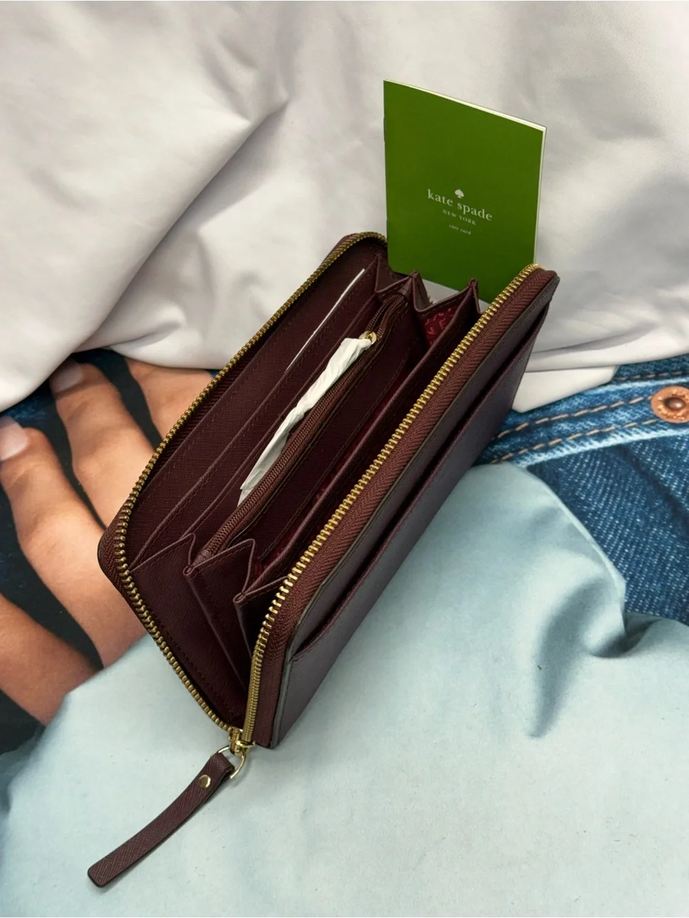 (new+tag) Kate Spade Burgundy Saffiano Leather Zip Around Wallet Gold Hardware